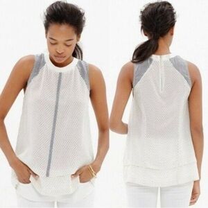 Madewell Incline Silk Black White Dot Print Tank Top